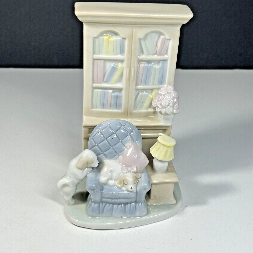 Vintage Arnart Imports Royal Carlton Figurine Puppies on Chair 1986